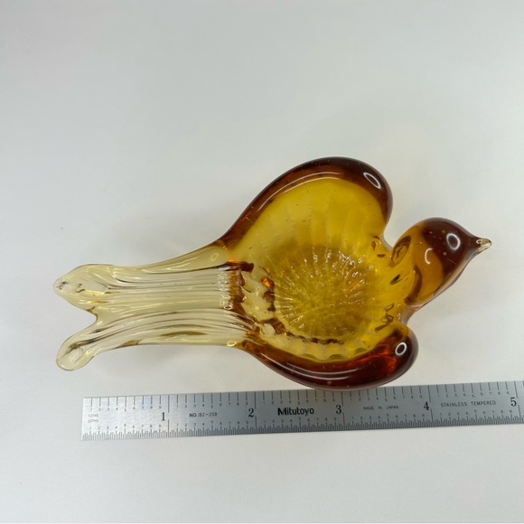 Vintage Amber Glass Hand Blown Small Dish - Picture 4 of 8